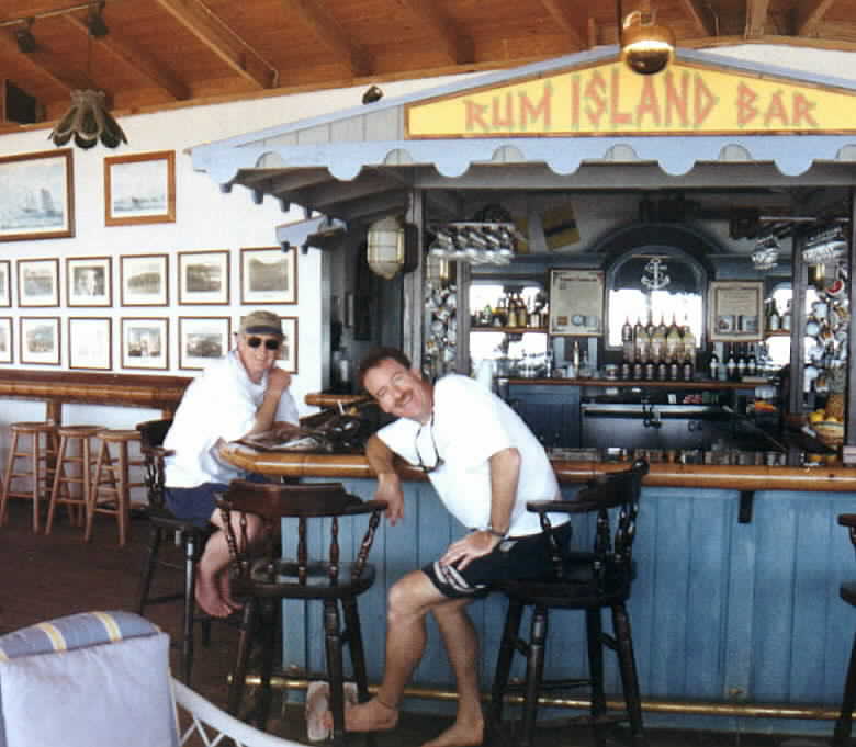 Rick and TJ at Pusser's Marina Cay